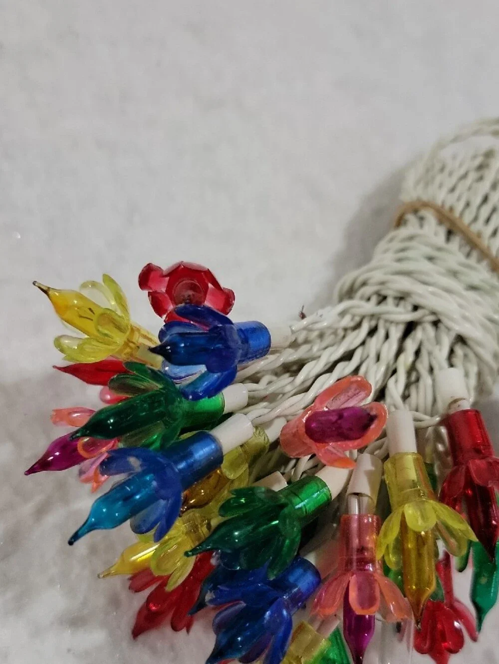 Vintage Japan Multicolor Mini Clip String Lights - White Cord-  Holiday